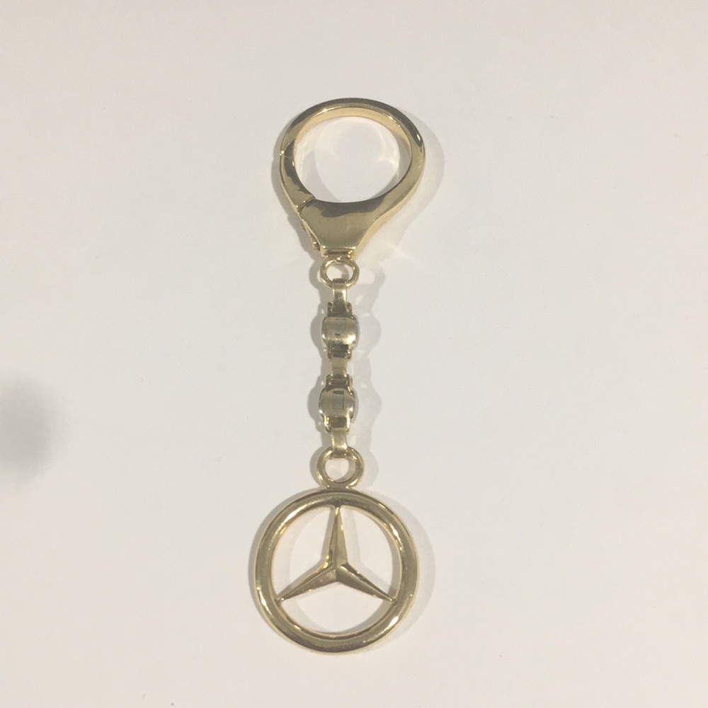 18k Two Tone Gold Italian Made Mercedes Key Chain